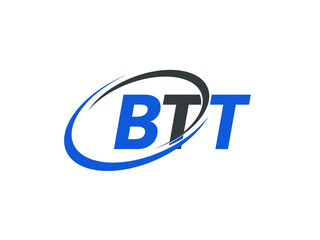 BTT letter creative modern elegant swoosh logo design