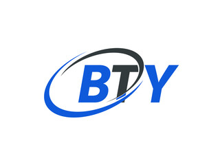 BTY letter creative modern elegant swoosh logo design