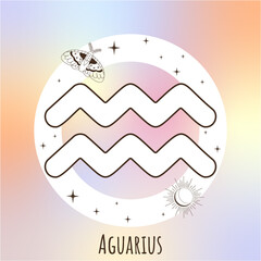 Aquarius, zodiac sign, zodiac signs icons in boho style, trendy vector illustration, zodiac vector illustration, astrology