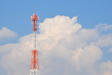 Telecommunication tower of 4G and 5G cellular. Antenna transmission communication. Cell phone...