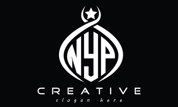 NYP three letters monogram curved oval initial logo design, geometric minimalist creative logo, vector template	