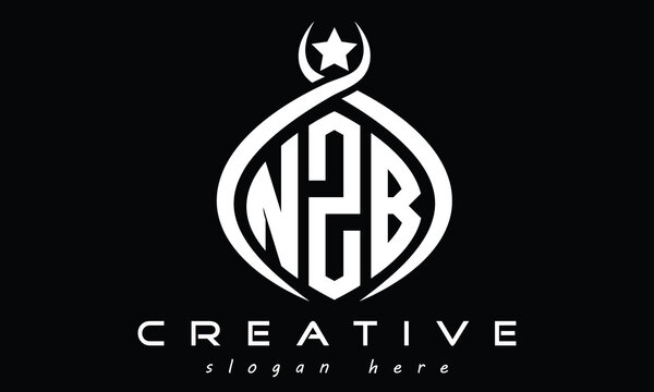 NZB three letters monogram curved oval initial logo design, geometric minimalist creative logo, vector template	