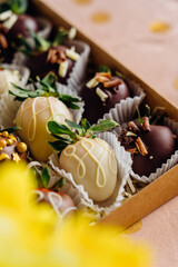 fresh strawberries covered with chocolate