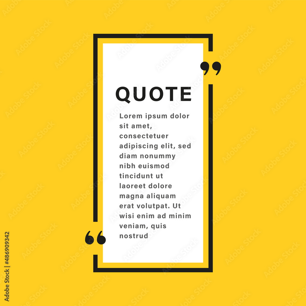 Poster quote box frame. texting boxes with quotation marks. line quote frames