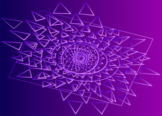 Vector abstract pattern in the form of a flower with petals on a purple background.