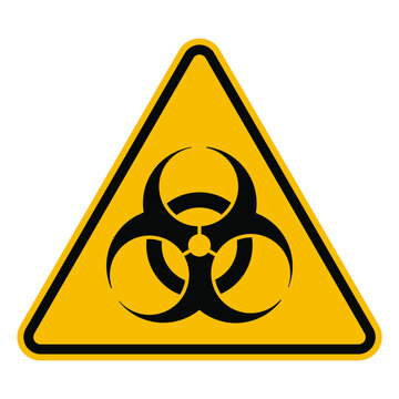 Biohazard black warning sign  isolated on yellow triangle shape banner vector illustration