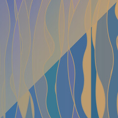 Many vertical shapes with a wide stroke on a greenish background.3d.