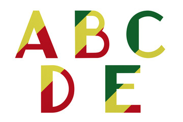 Latin letters in colors of national flag Congo