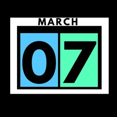Obraz premium March 7 . colored flat daily calendar icon .date ,day, month .calendar for the month of March