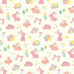 colorful pattern with cute bunnies