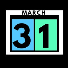 March 31 . colored flat daily calendar icon .date ,day, month .calendar for the month of March