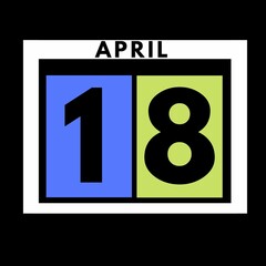 April 18 . colored flat daily calendar icon .date ,day, month .calendar for the month of April