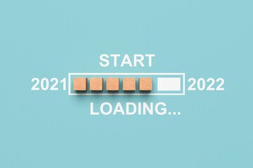 Start of download 2021-2022 on a blue background. Conceptual illustration. 3D rendering.