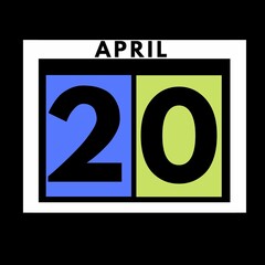 Fototapeta na wymiar April 20 . colored flat daily calendar icon .date ,day, month .calendar for the month of April