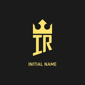 Monogram IR logo shield crown shape, elegant and luxury initial logo style