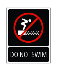 Do not swim black notice with sign vector illustration