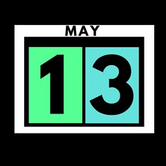 May 13 . colored flat daily calendar icon .date ,day, month .calendar for the month of May