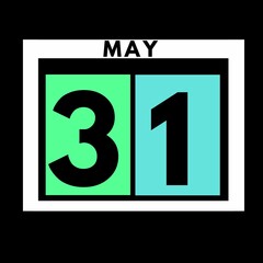 May 31 . colored flat daily calendar icon .date ,day, month .calendar for the month of May
