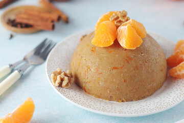 Mandarin halva dessert, traditional Greek dessert	