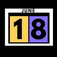 June 18 . colored flat daily calendar icon .date ,day, month .calendar for the month of June