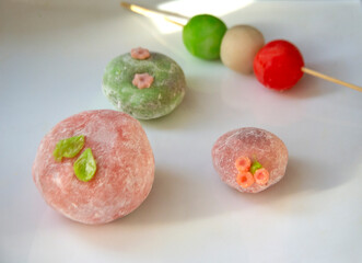 Daifuku and dango Japanese desserts