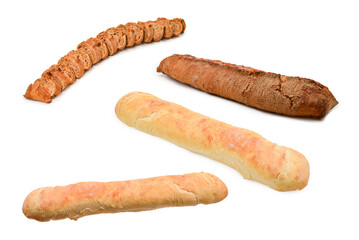 Bread slices isolated on white.