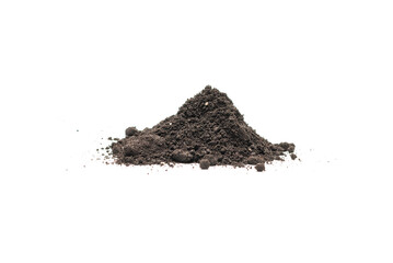 Black land for plant isolated on white background.