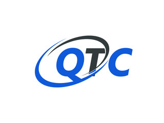 QTC letter creative modern elegant swoosh logo design