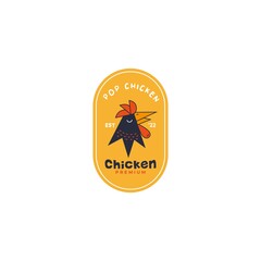 Chicken head icon logo vector design template with cartoon vintage style. Rooster mascot emblem concept for fast food restaurant, farm, kitchen, or company business.
