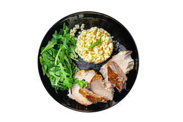 meat bulgur and salad leaves lettuce fresh dietary healthy meal food diet snack on the table copy space food background 