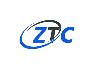 ZTC letter creative modern elegant swoosh logo design