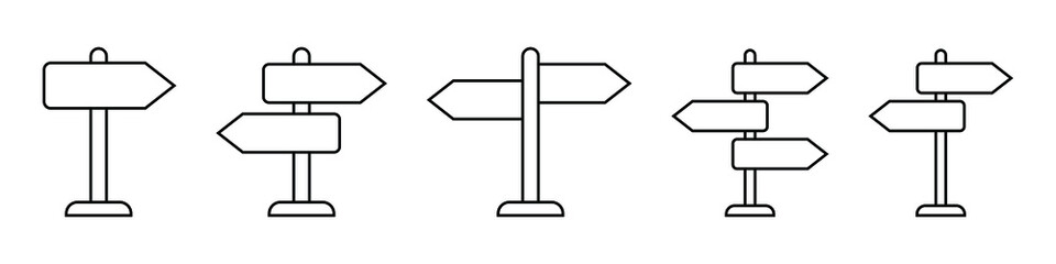 Signpost icon, direction icon isolated, expanded stroke - obrazy, fototapety, plakaty