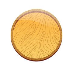 Wooden round tablet. Textured board, frame, tablet. Wooden Button, Game assets, ui interface, menu.