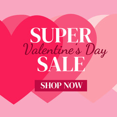 Happy Valentine's Day Sale Poster or banner with sweet heart.Valentine's sale banner.Vector poster
