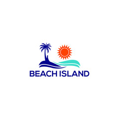 Beach Island Logo Design Concept Vector