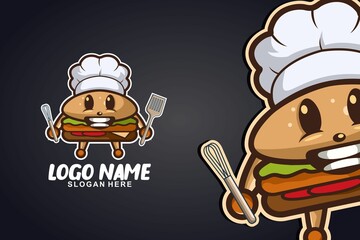 burger chef art logo design