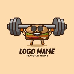 burger fitness art logo design