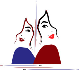 twins in blue and red silhouettes beauty
