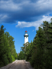 Fototapeta na wymiar New Presque Isle Lighthouse, Presque Isle Michigan