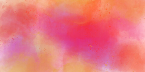 abstract watercolor paper texture background with blots and splashes. Yellow orange background with texture and distressed vintage grunge and watercolor paint stains in elegant backdrop illustration. 