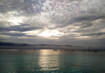 Evening Indian ocean with boats