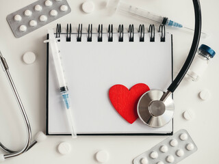 Blank page of notepad and place for your congratulatory inscription. Happy Doctor's Day. Closeup....