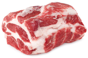raw pork meat isolated on white background. Clipping path and full depth of field