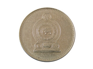 Reverse of Sri Lanka coin 2 rupees 2009 isolated with white background