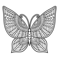 Butterfly Mandala. Vector zen decorative element.