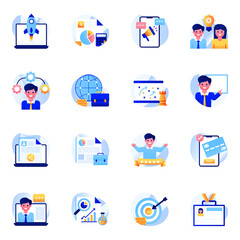 Pack of Marketing and Economy Flat Icons

