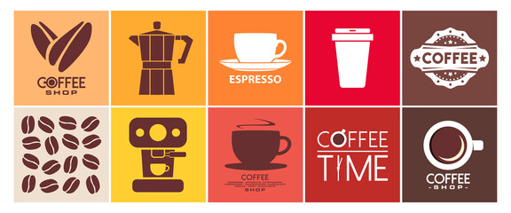 Set of coffee logo icon, modern design, vector illustration - 486927186