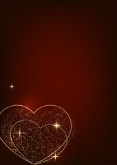 Happy Valentine's Day illustration with heart of gold,. Template for card, menu, flyer, coupon, poster, cover, banner. Shine of love.