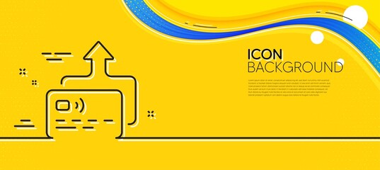 Fototapeta na wymiar Credit card line icon. Abstract yellow background. Send money payment sign. Receive transaction symbol. Minimal card line icon. Wave banner concept. Vector