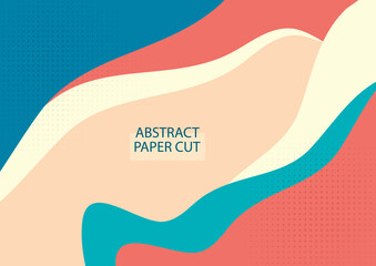 Abstract Dynamic Wave Soft Orange Papercut Style Background Design. Vector